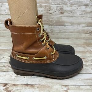 Sperry Decoy STS13457 Brown Leather Waterproof Lace Up Duck Boots Men's Size 10M